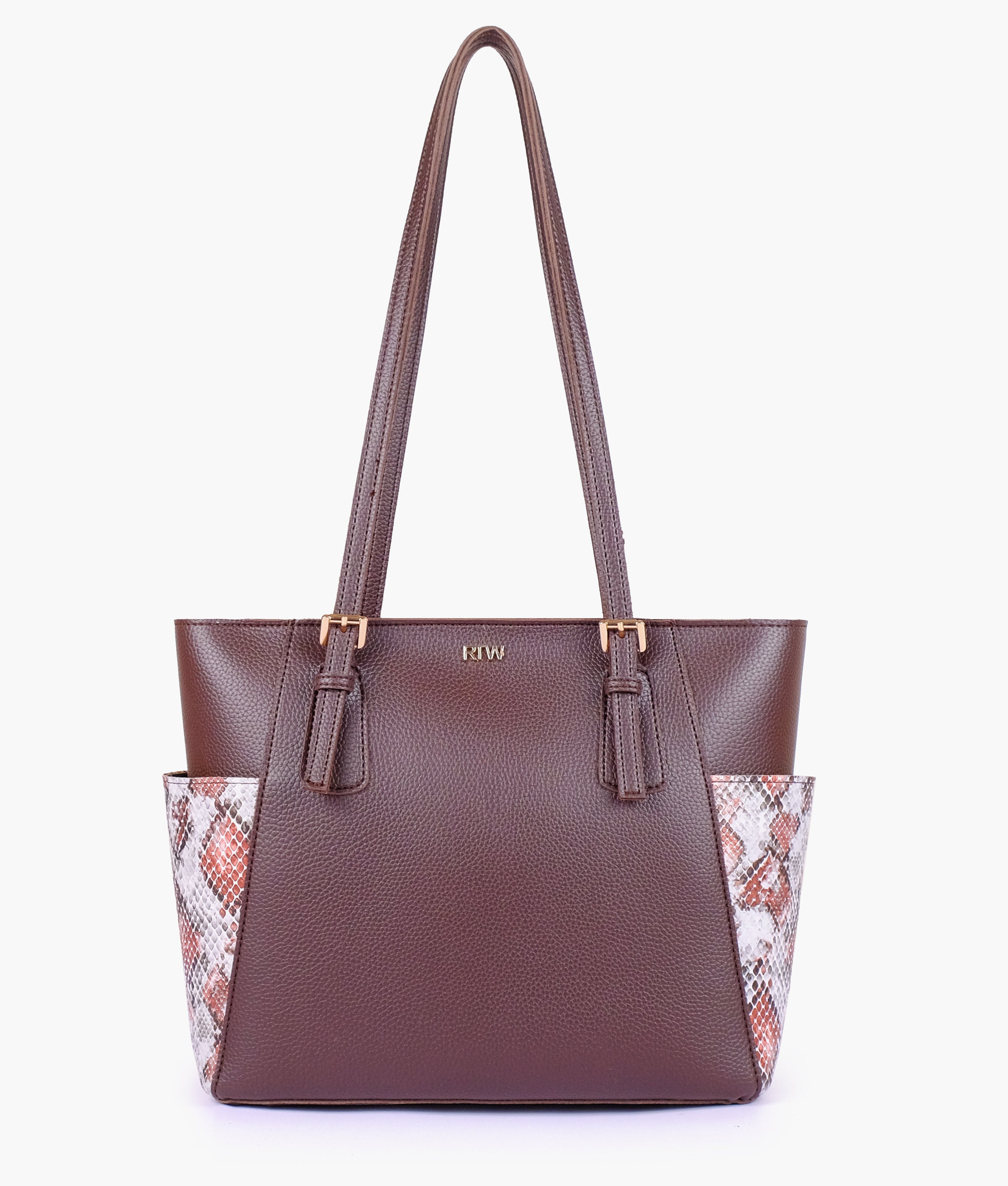 Dark brown double pocket tote