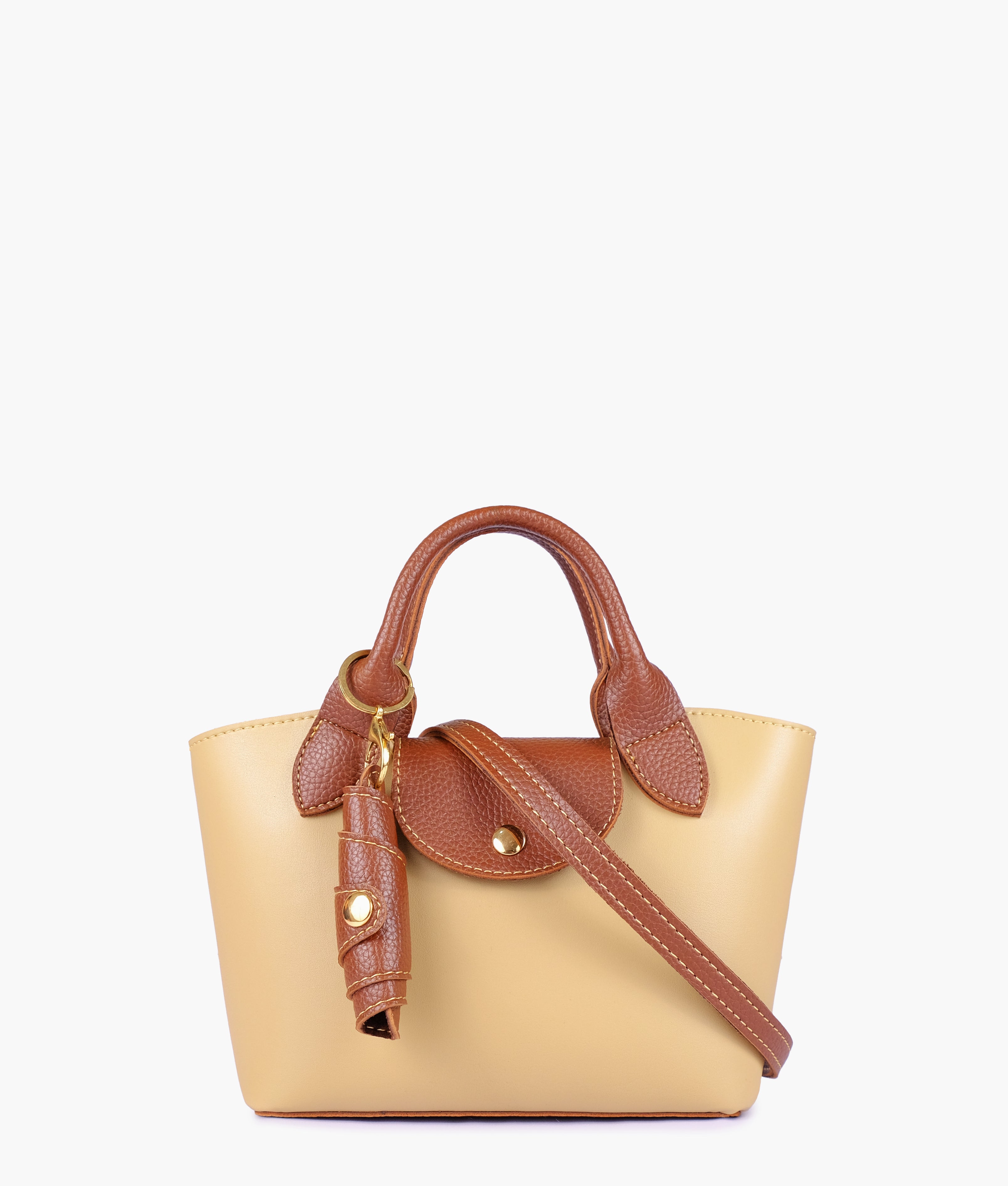 Off-white and brown mini top-handle tote bag