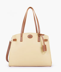 Off-white with brown robinson satchel bag