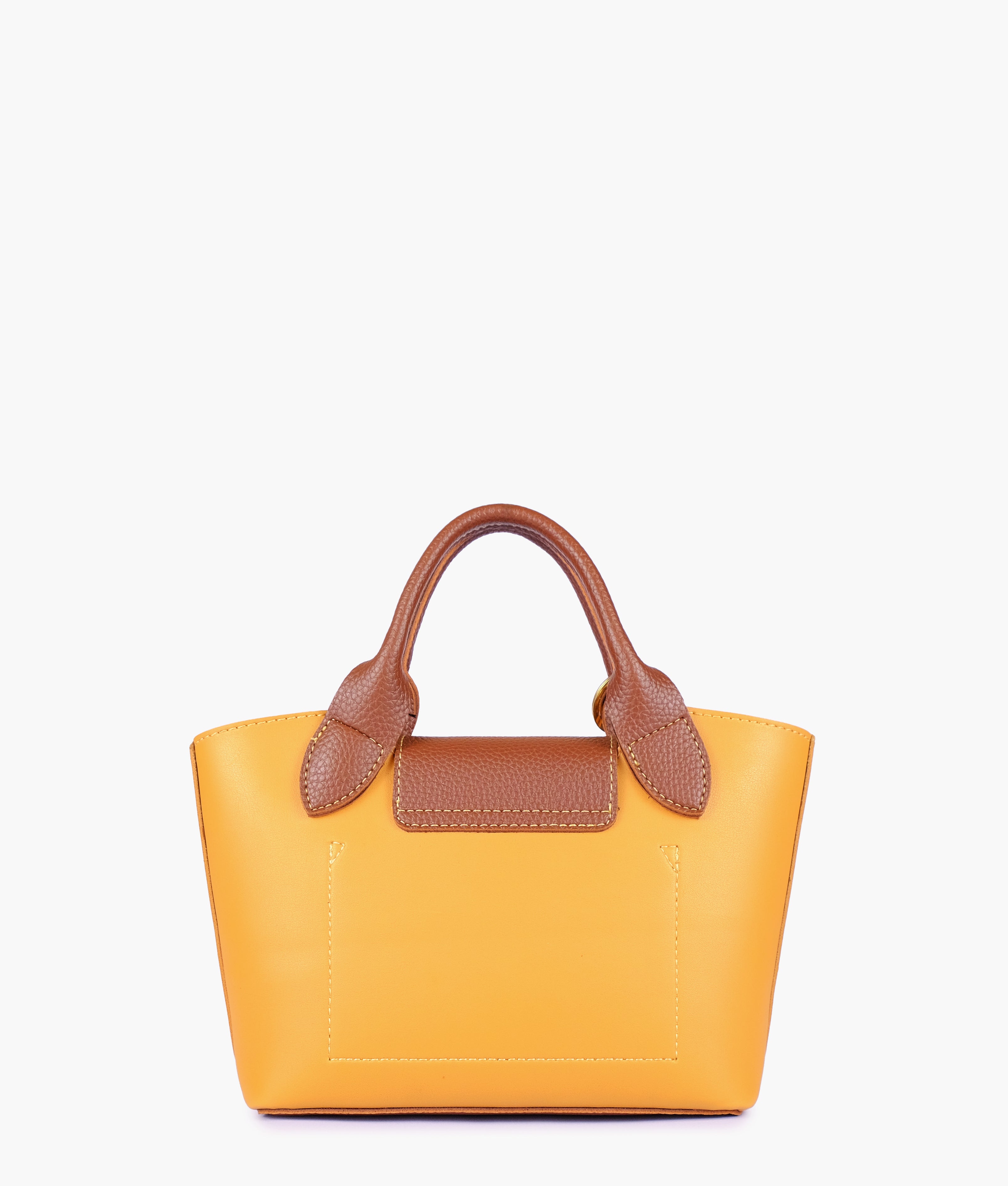 Mustard mini top-handle tote bag