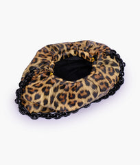 Beige leopard print cloud bag