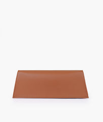 Tan elongated clutch bag