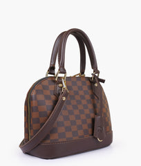 Dark brown dome satchel handbag