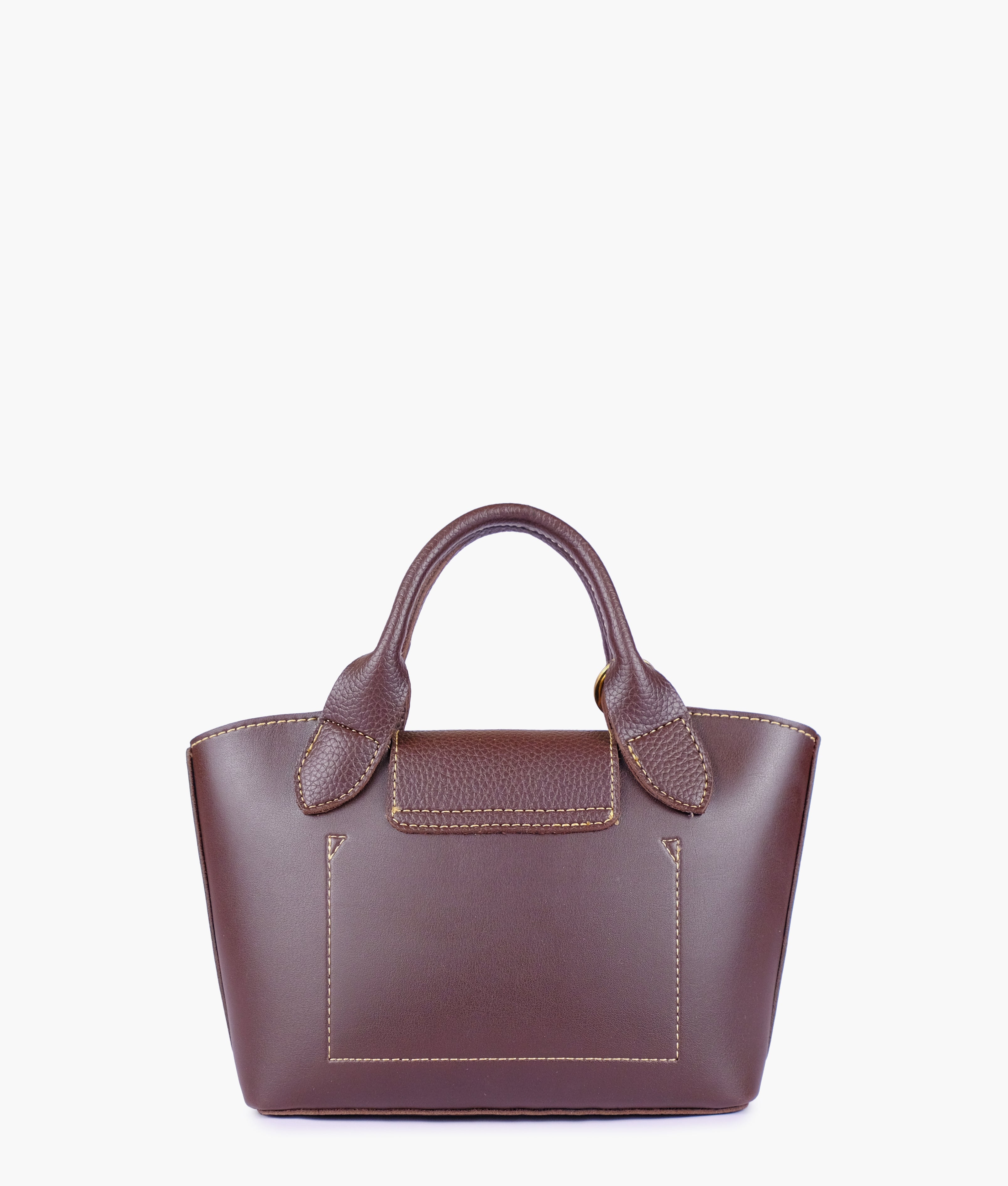 Dark brown mini top-handle tote bag