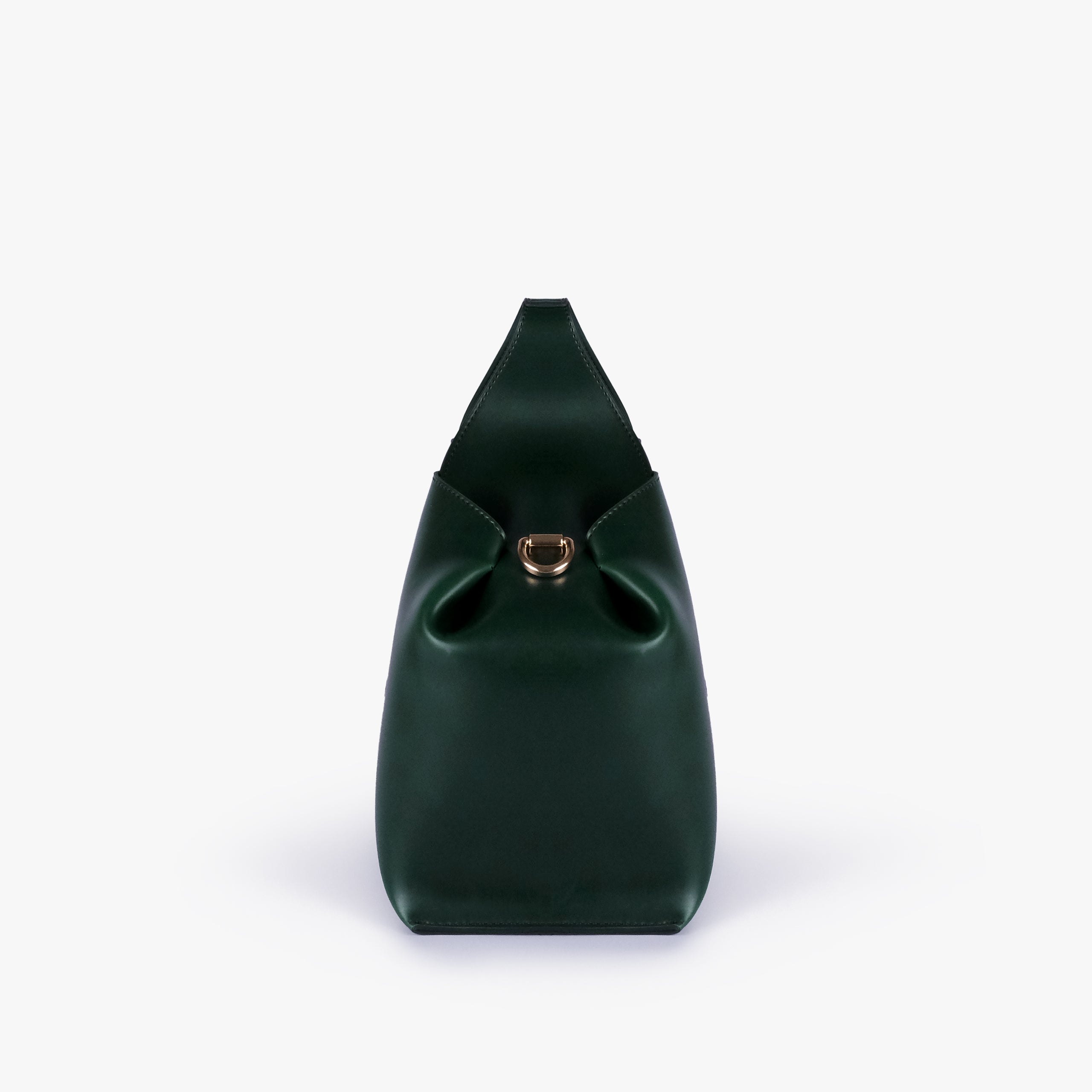 Side profile of Army green draped mini tote