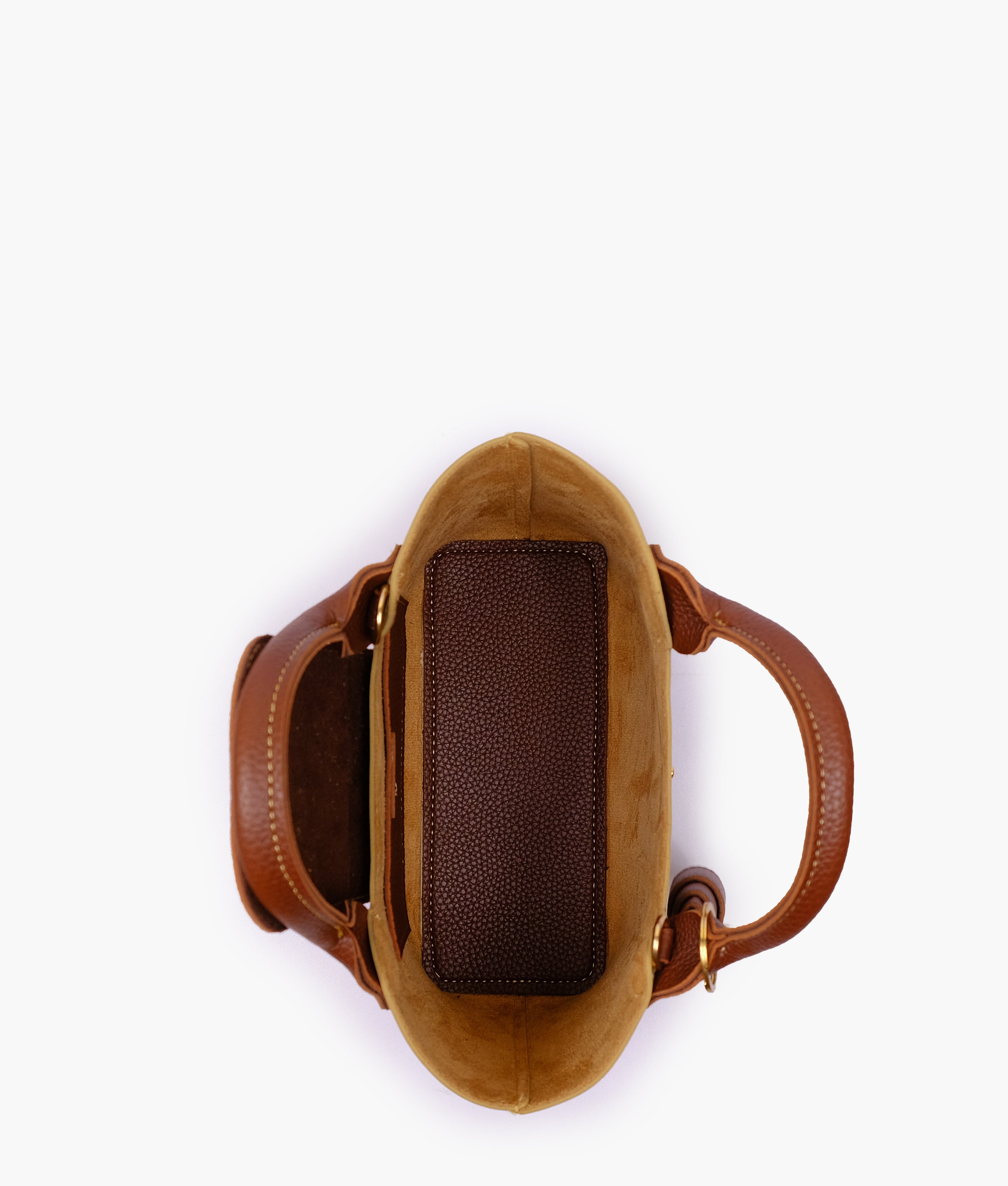 Off-white and brown mini top-handle tote bag