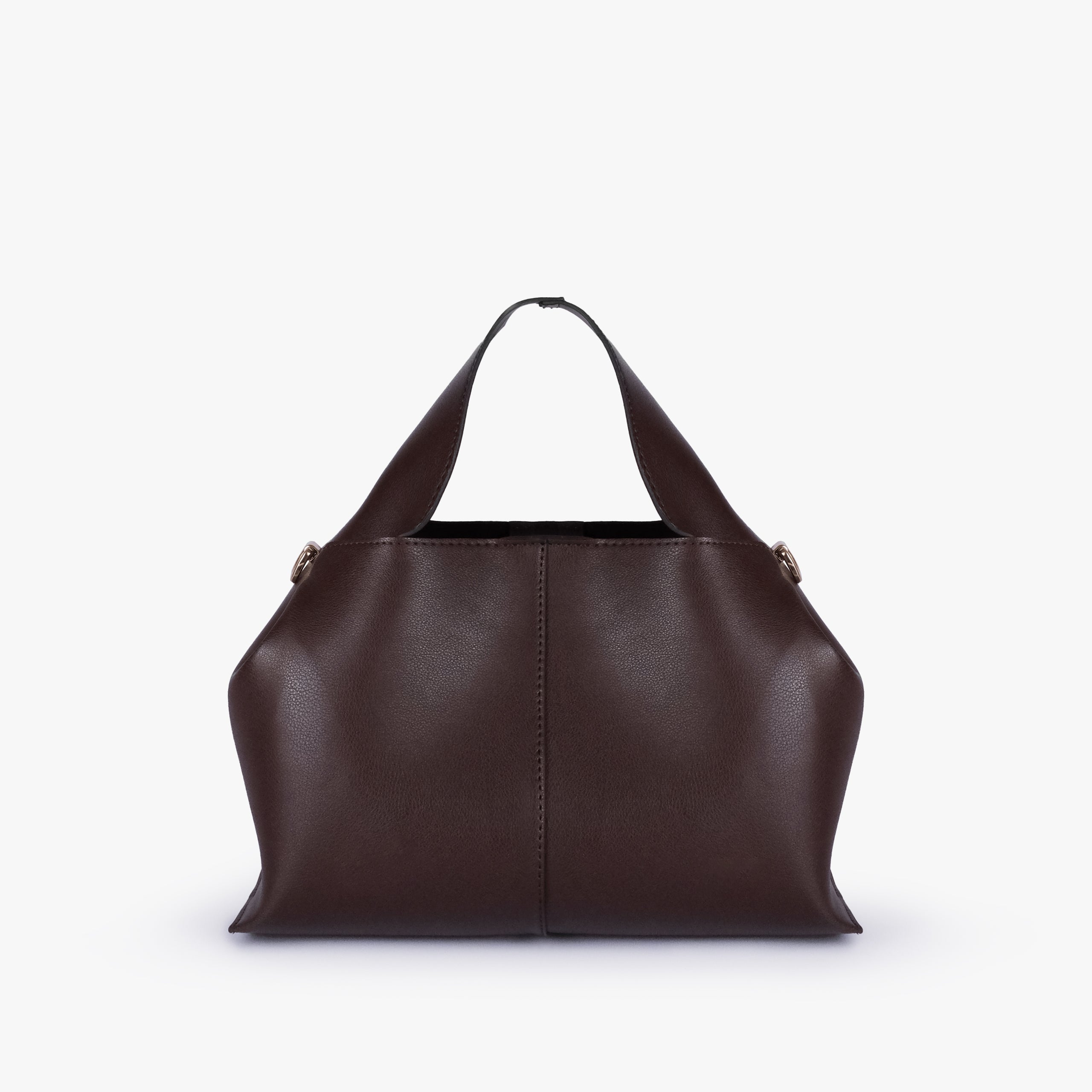 Back view of Dark brown draped mini tote