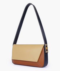 Earthy color-blocking mini flap bag