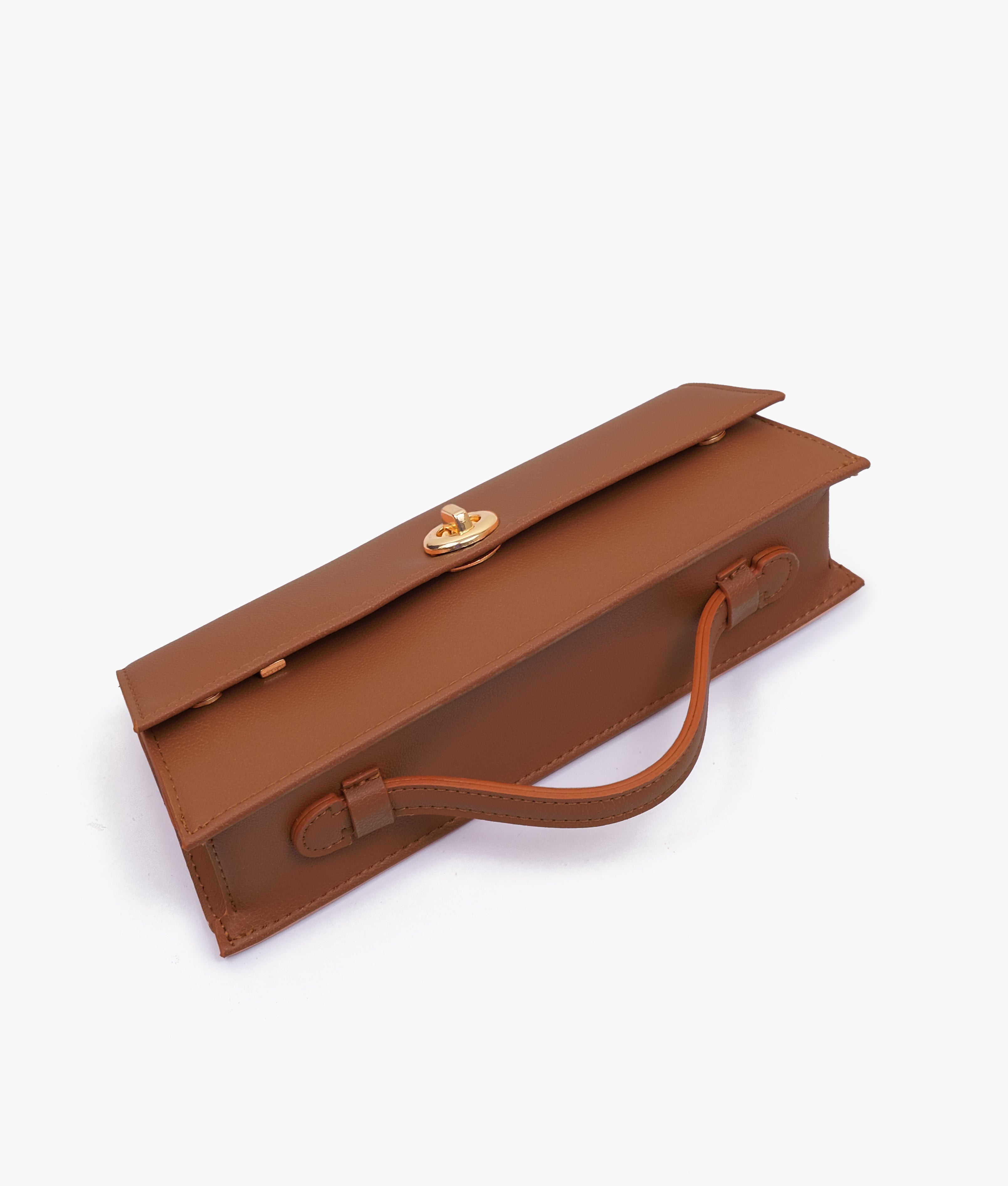 Tan elongated clutch bag