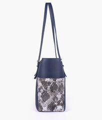 Blue double pocket tote