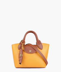 Mustard mini top-handle tote bag