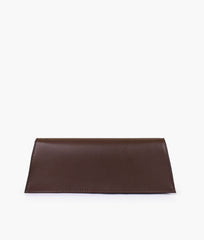 Dark brown elongated clutch bag