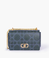Navy blue quilted chain purse