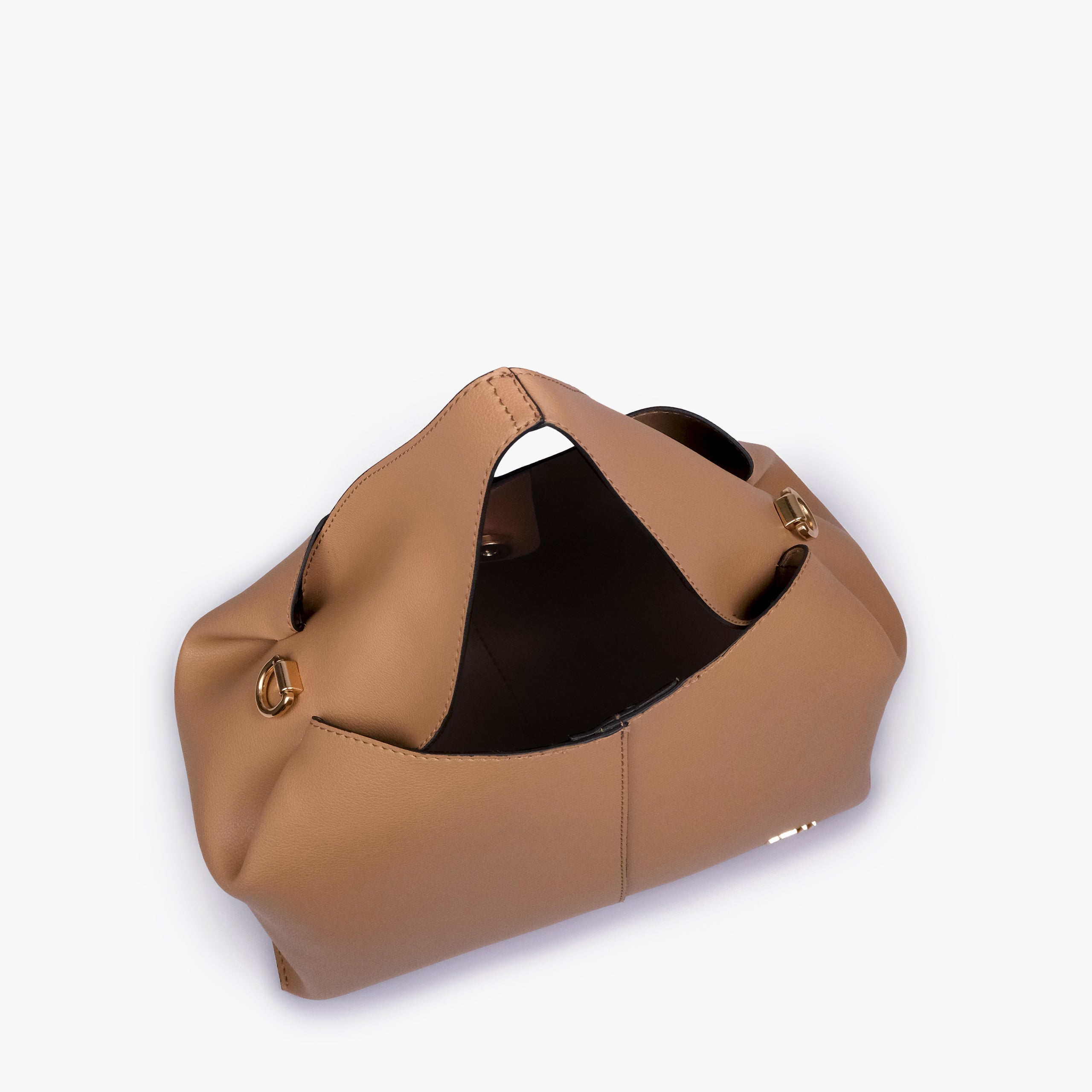 Open interior of Coffee draped mini tote