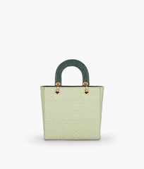 Army green quilted mini tote bag