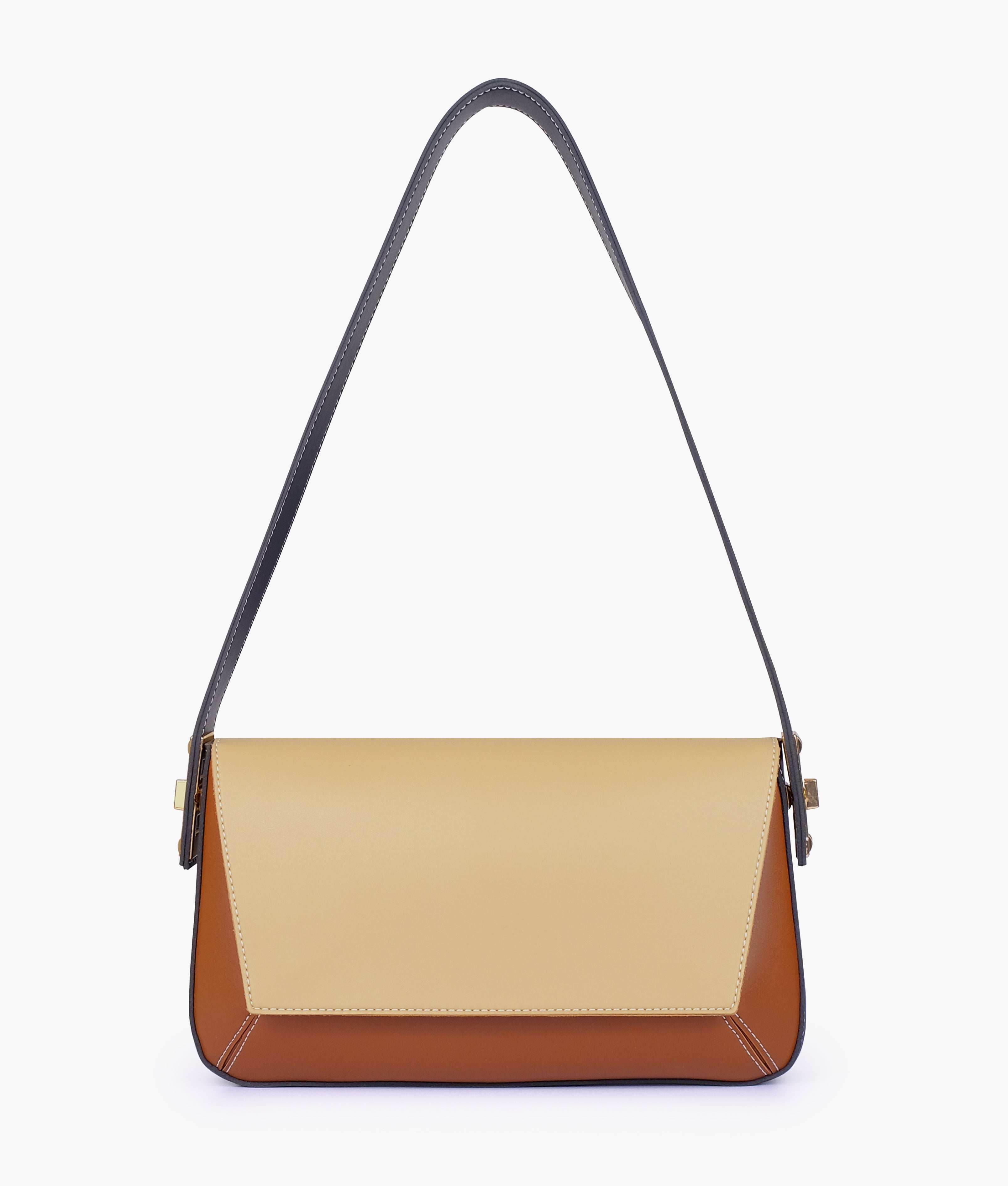 Earthy color-blocking mini flap bag