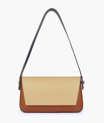 Earthy color-blocking mini flap bag