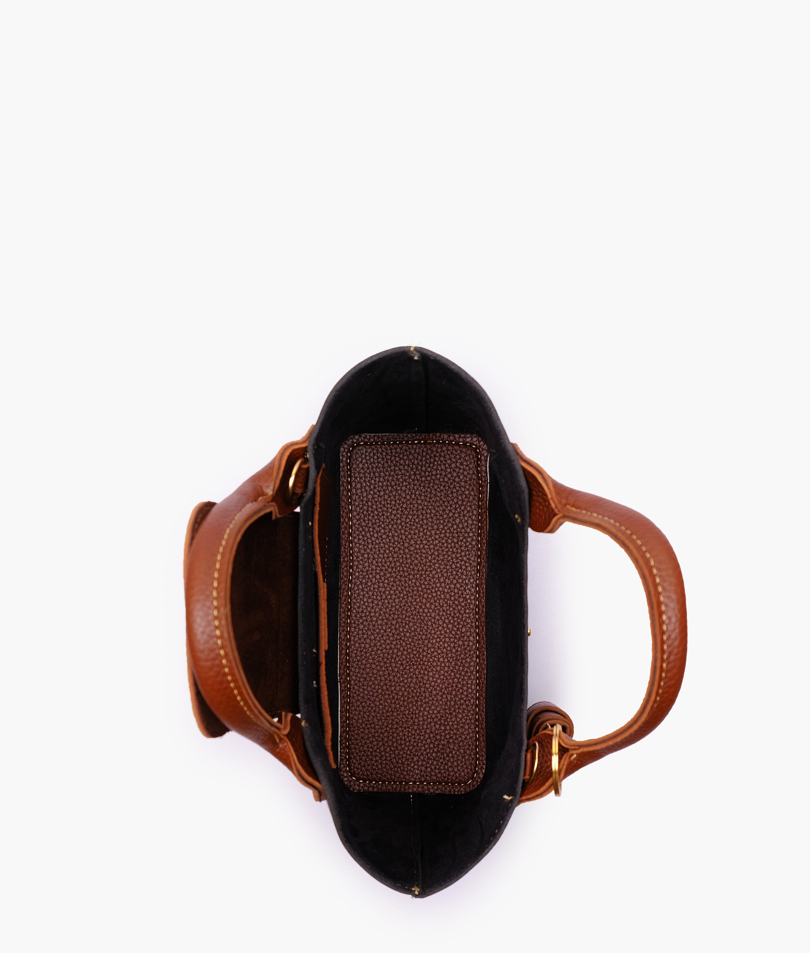 Black and brown mini top-handle tote bag