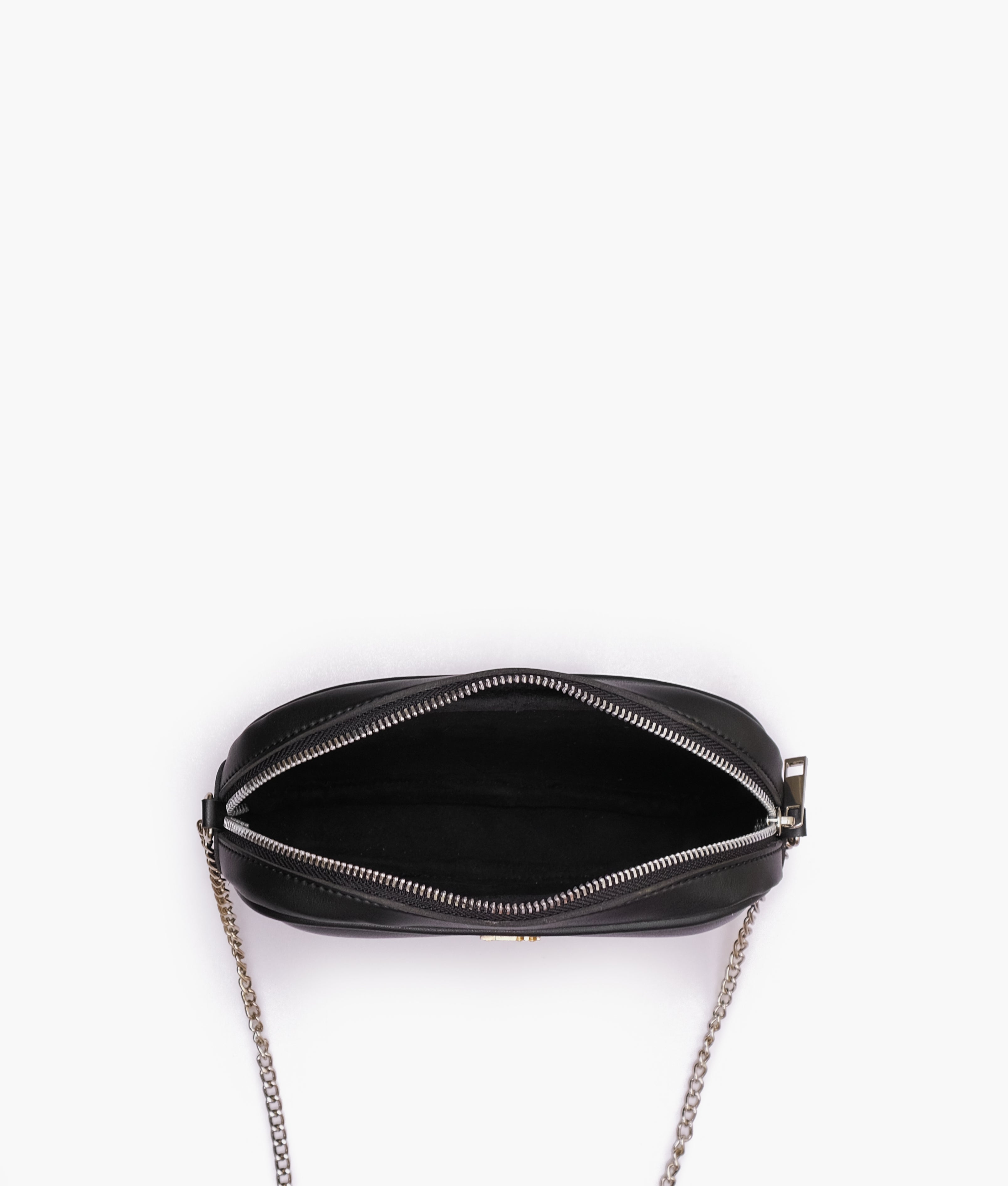 Black and brown mini quilted camera bag