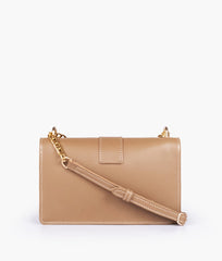 Coffee east-west shoulder bag with half chain