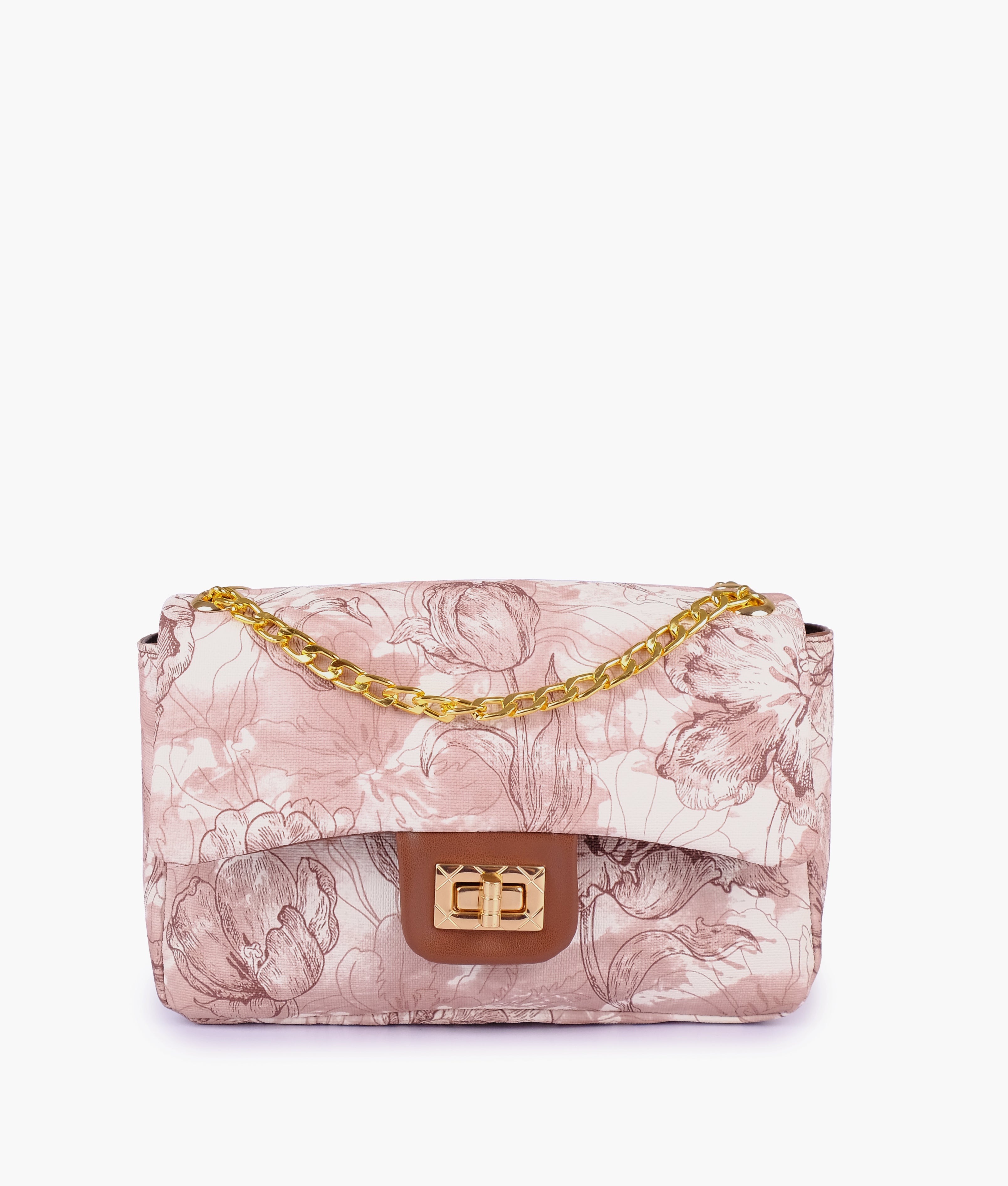 Horse brown printed mini bag with chain