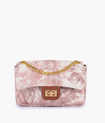 Horse brown printed mini bag with chain
