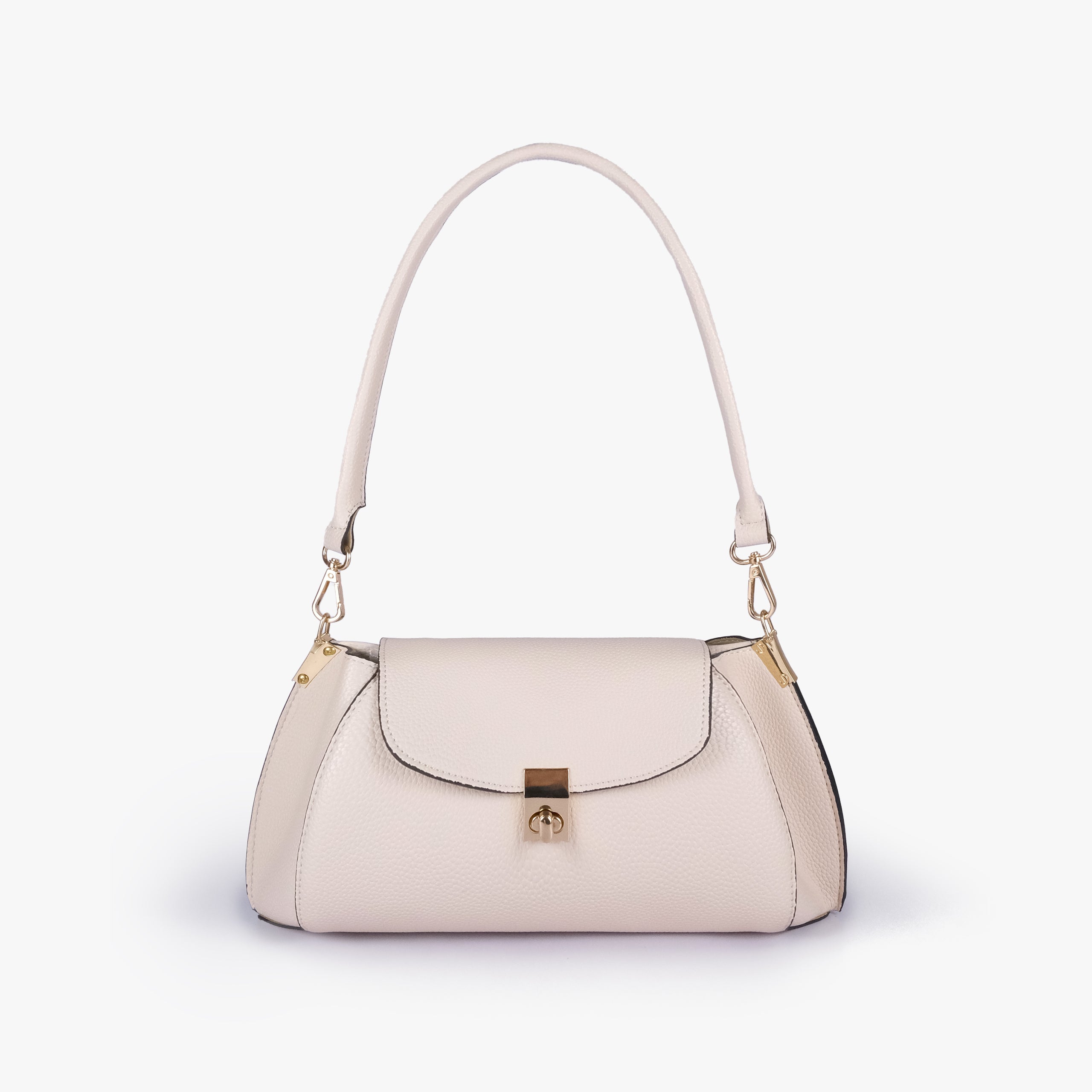 Front view of Off-white pebble baguette bag
