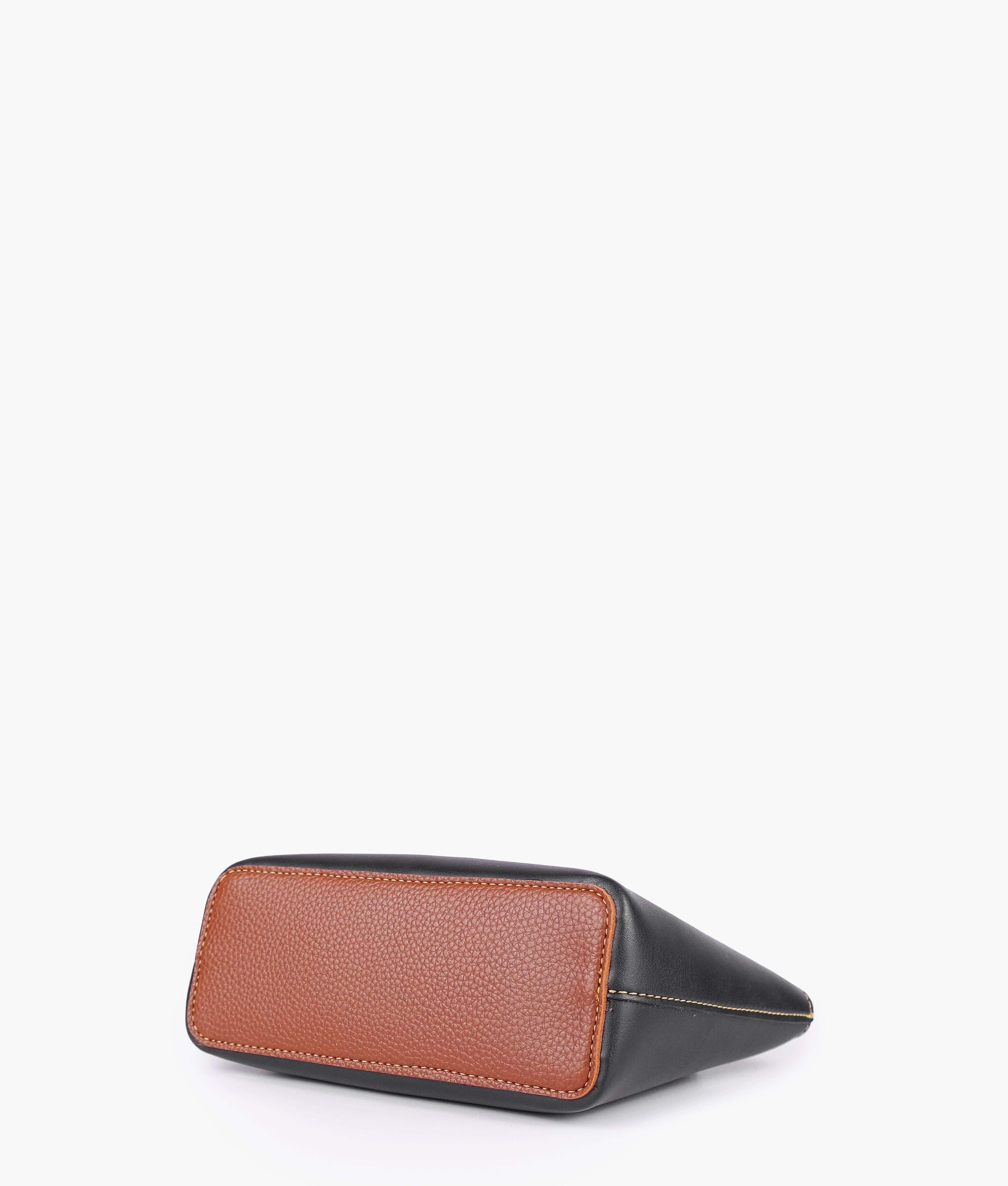 Black and brown mini top-handle tote bag
