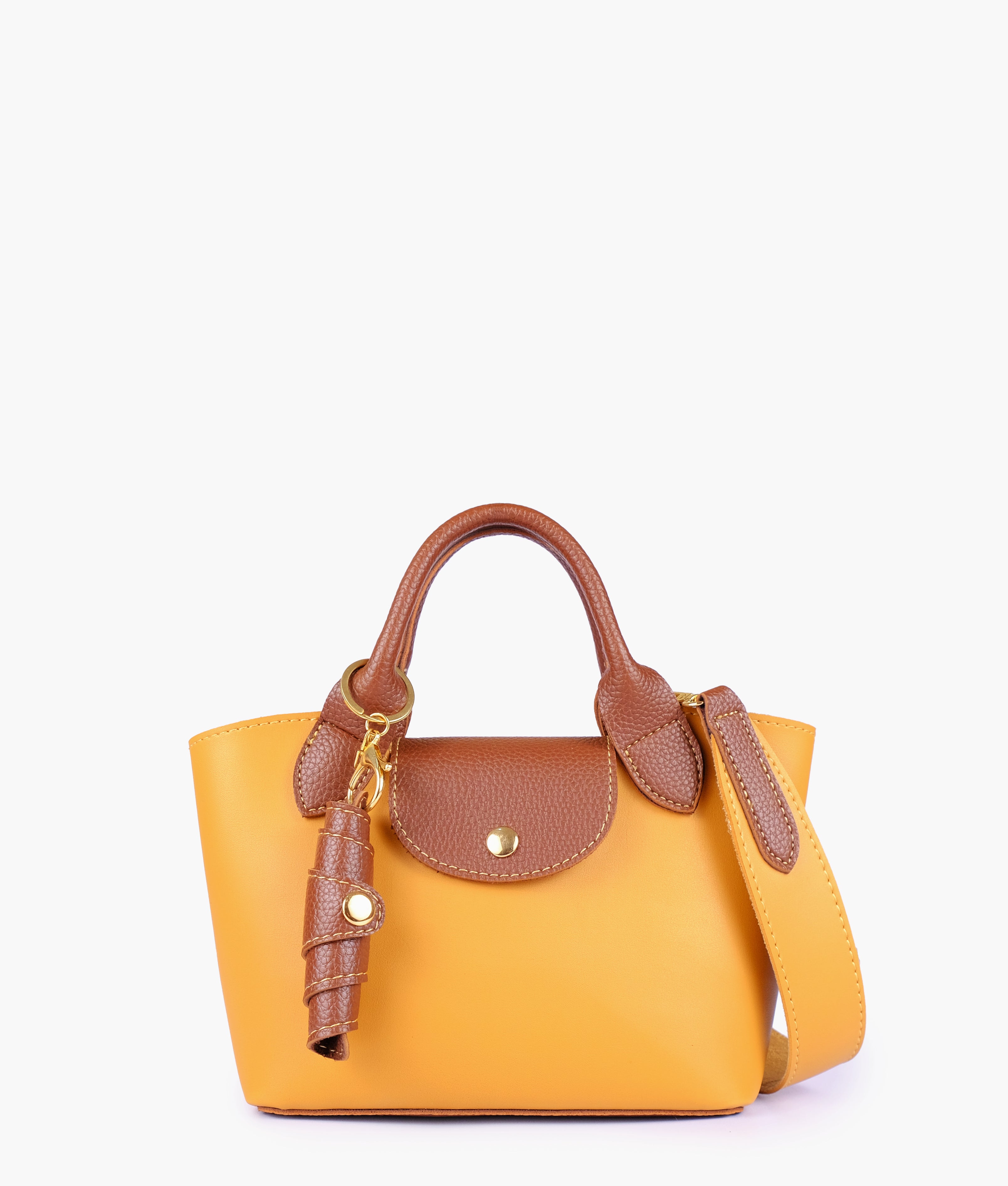 Mustard mini top-handle tote bag