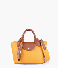 Mustard mini top-handle tote bag