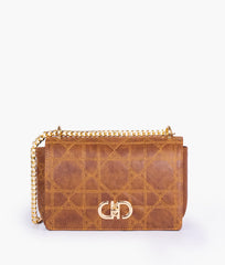 Brown quilted chain purse
