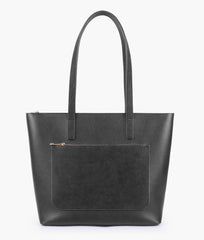 Black front pocket tote bag