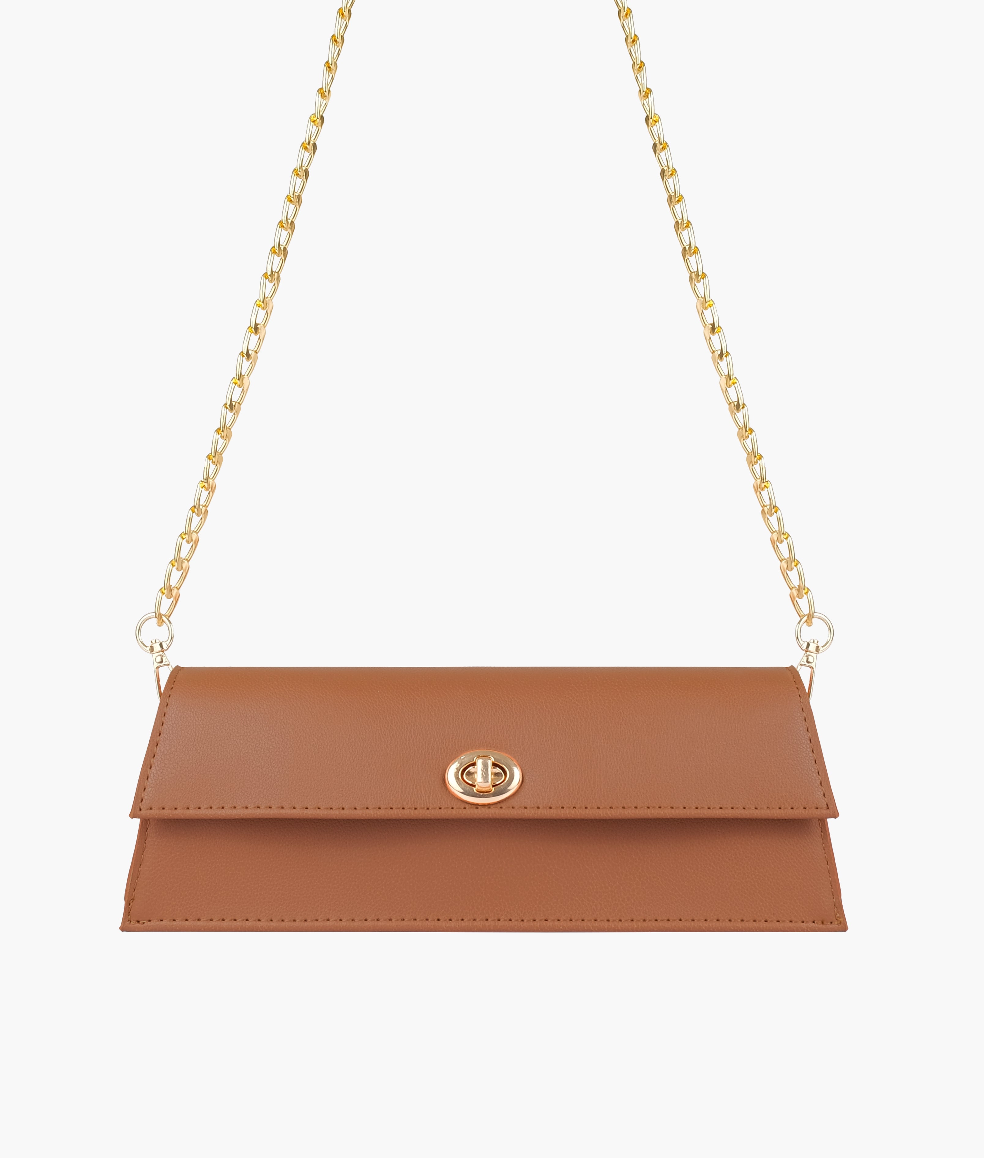 Tan elongated clutch bag