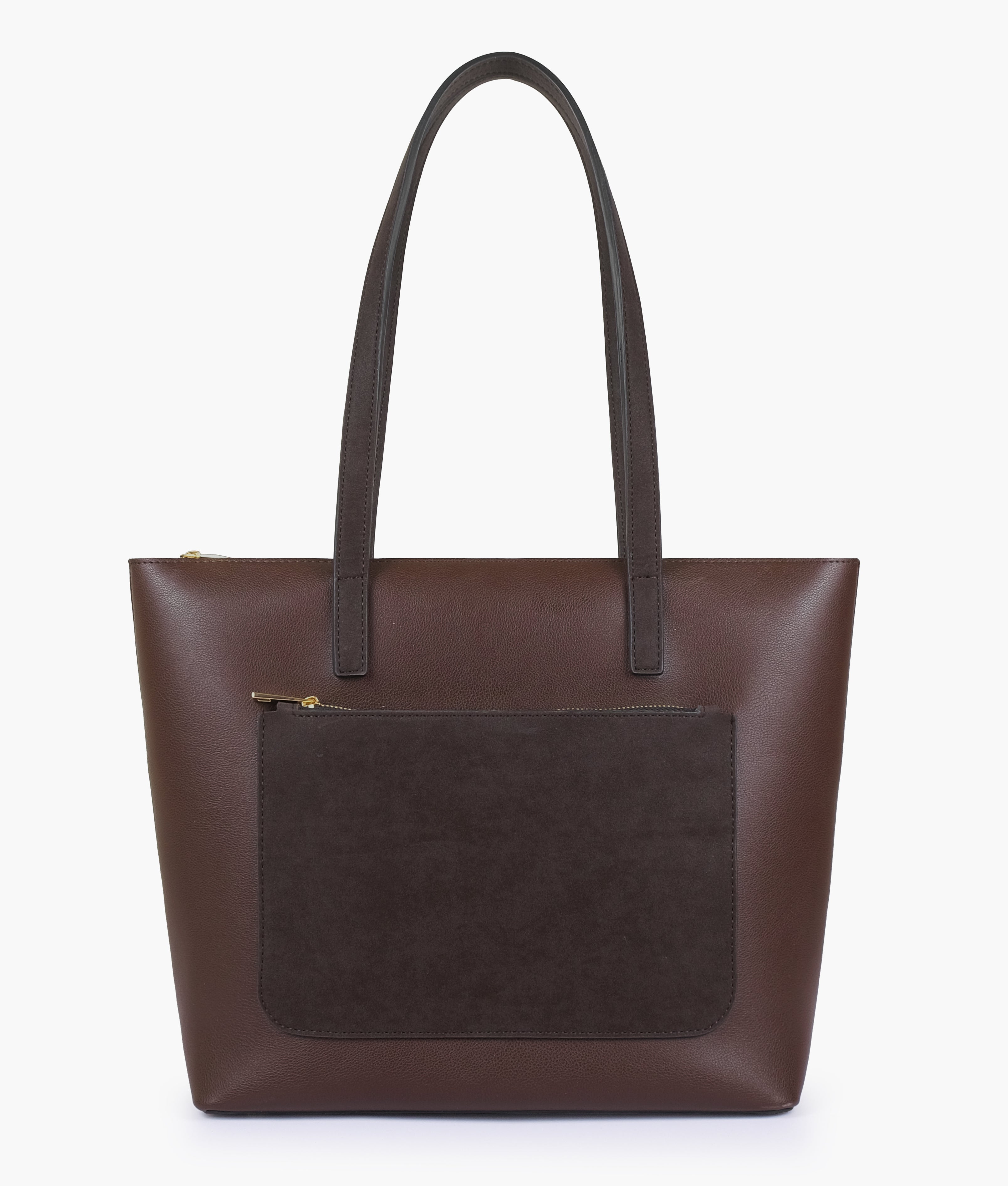 Dark Brown front pocket tote bag