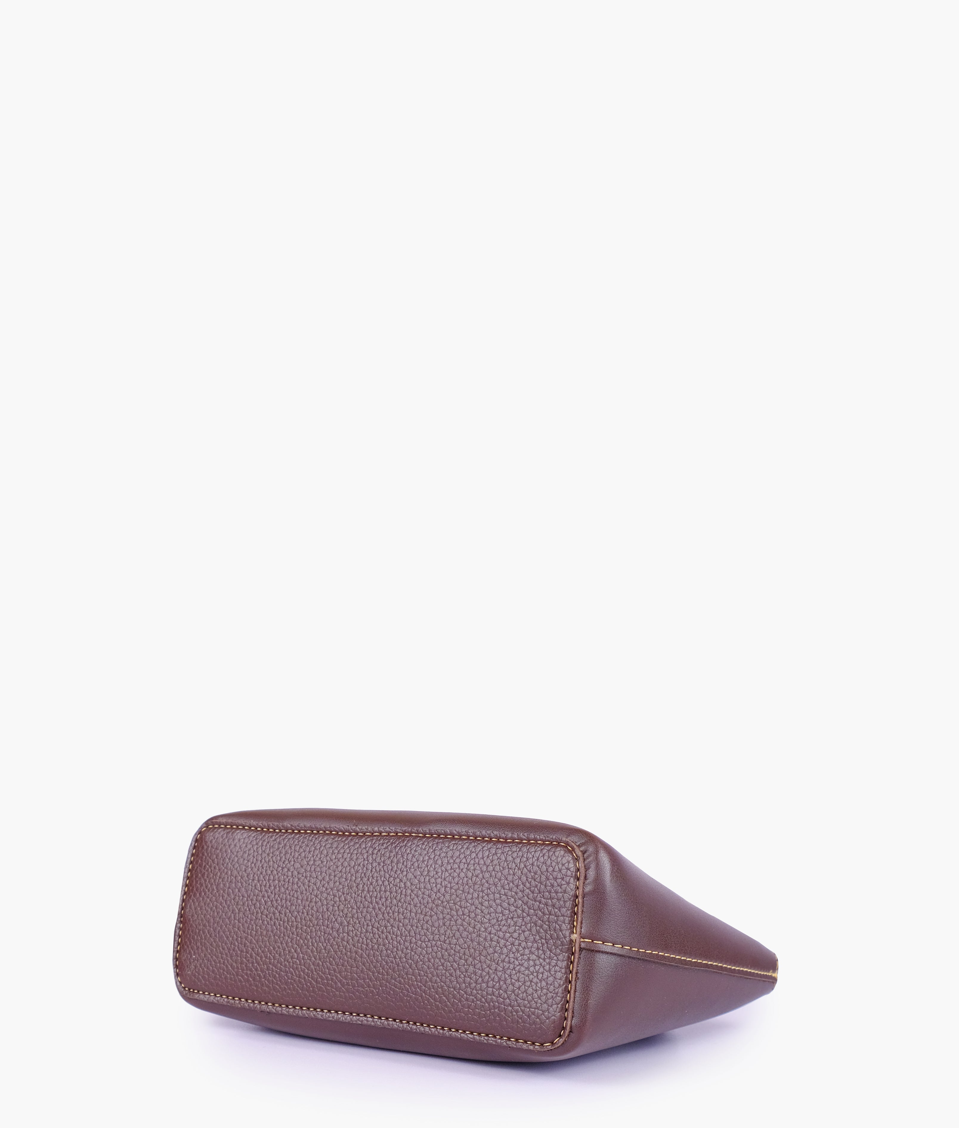 Dark brown mini top-handle tote bag