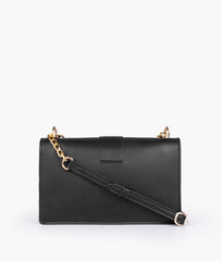 Black east-west shoulder bag with half chain