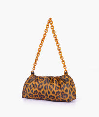 Brown leopard print cloud bag