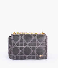 Black quilted chain purse