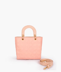 Peach quilted mini tote bag