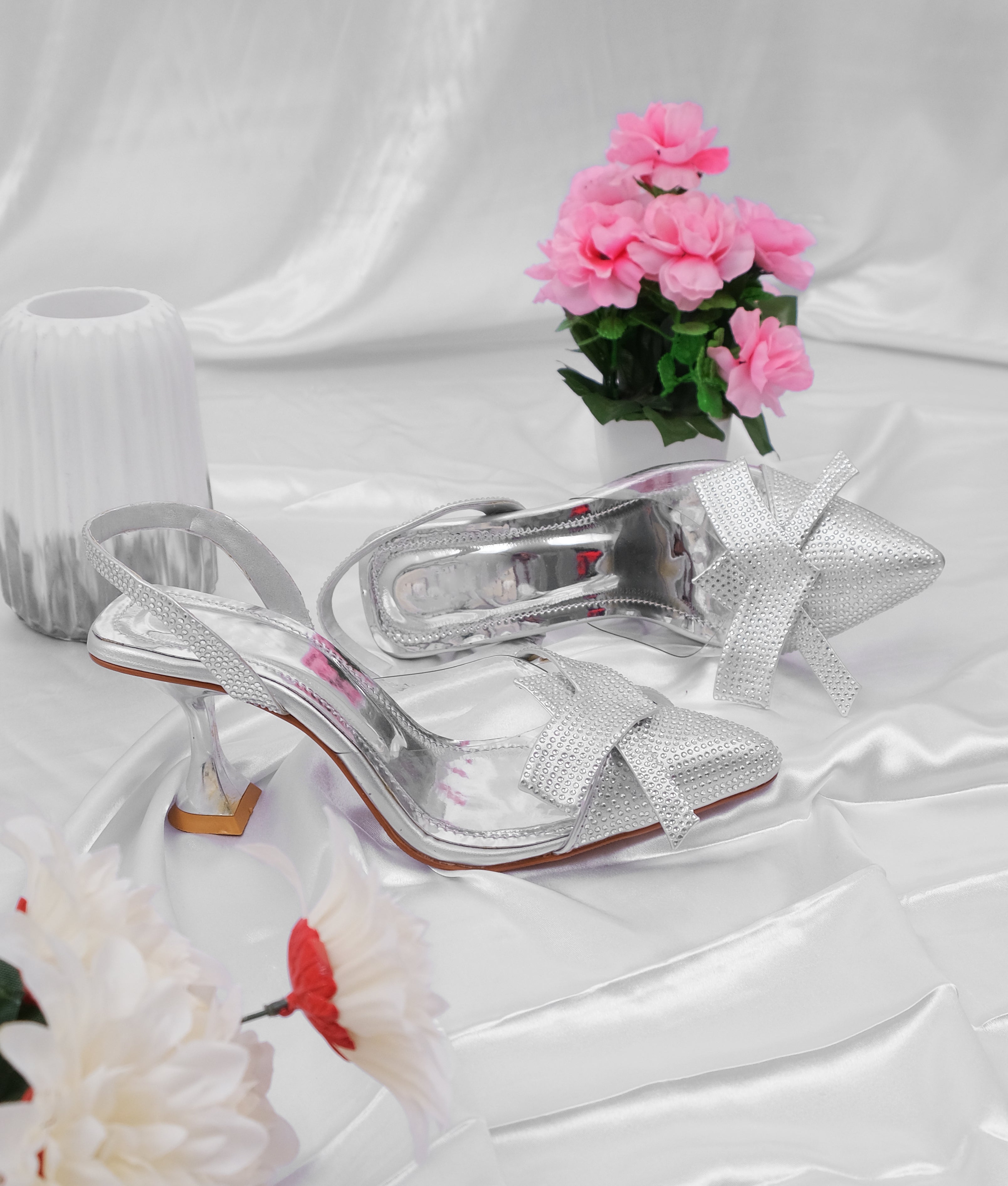 Elegant silver slingback