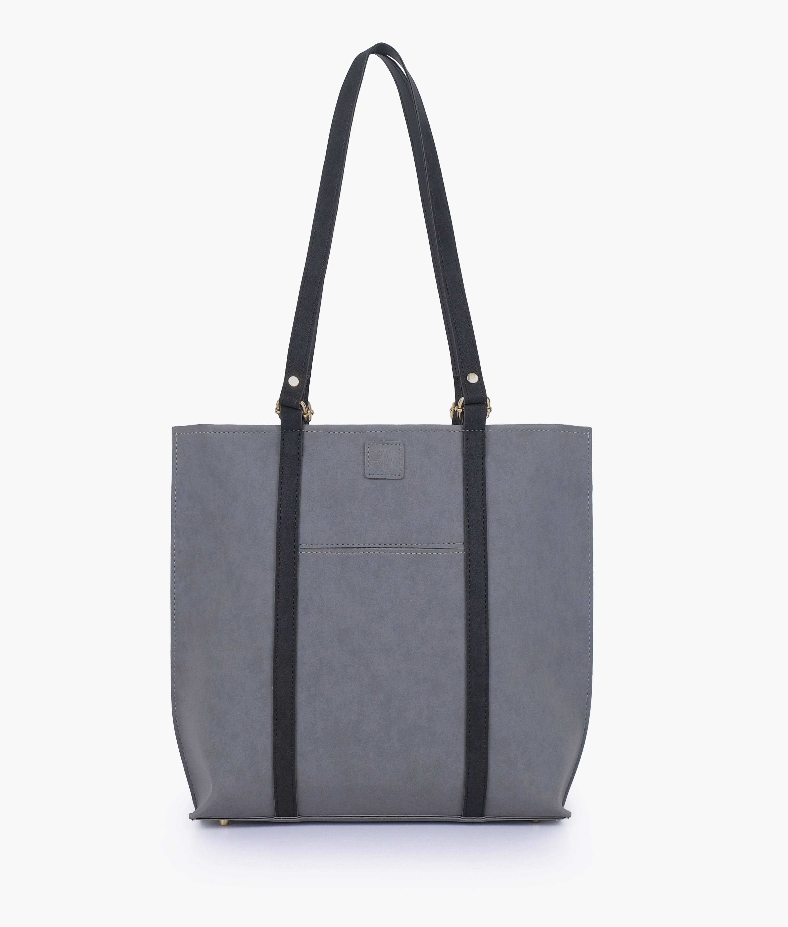 Grey and black mocha suede double-handle tote