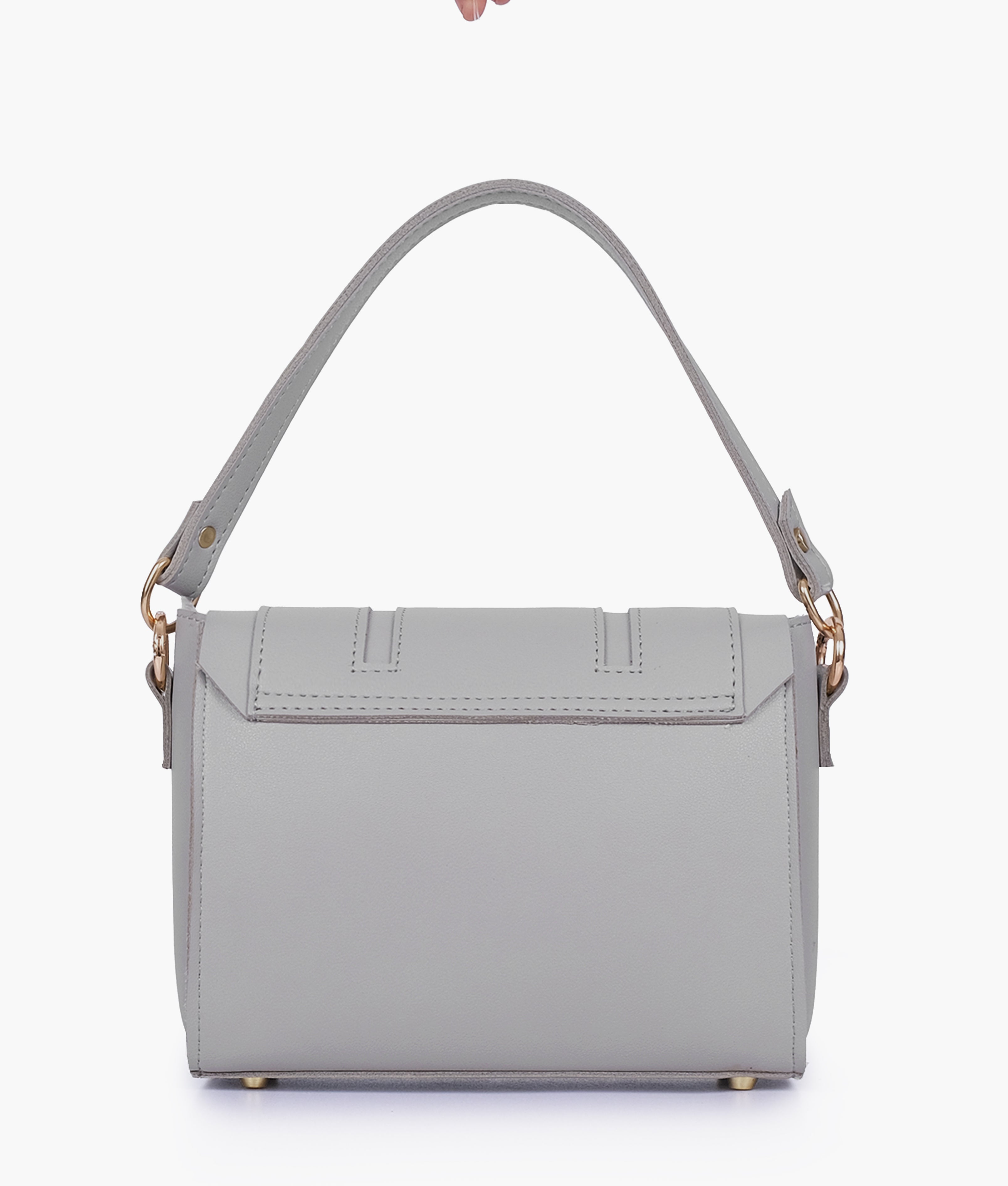 Grey compact top-handle cross-body bag