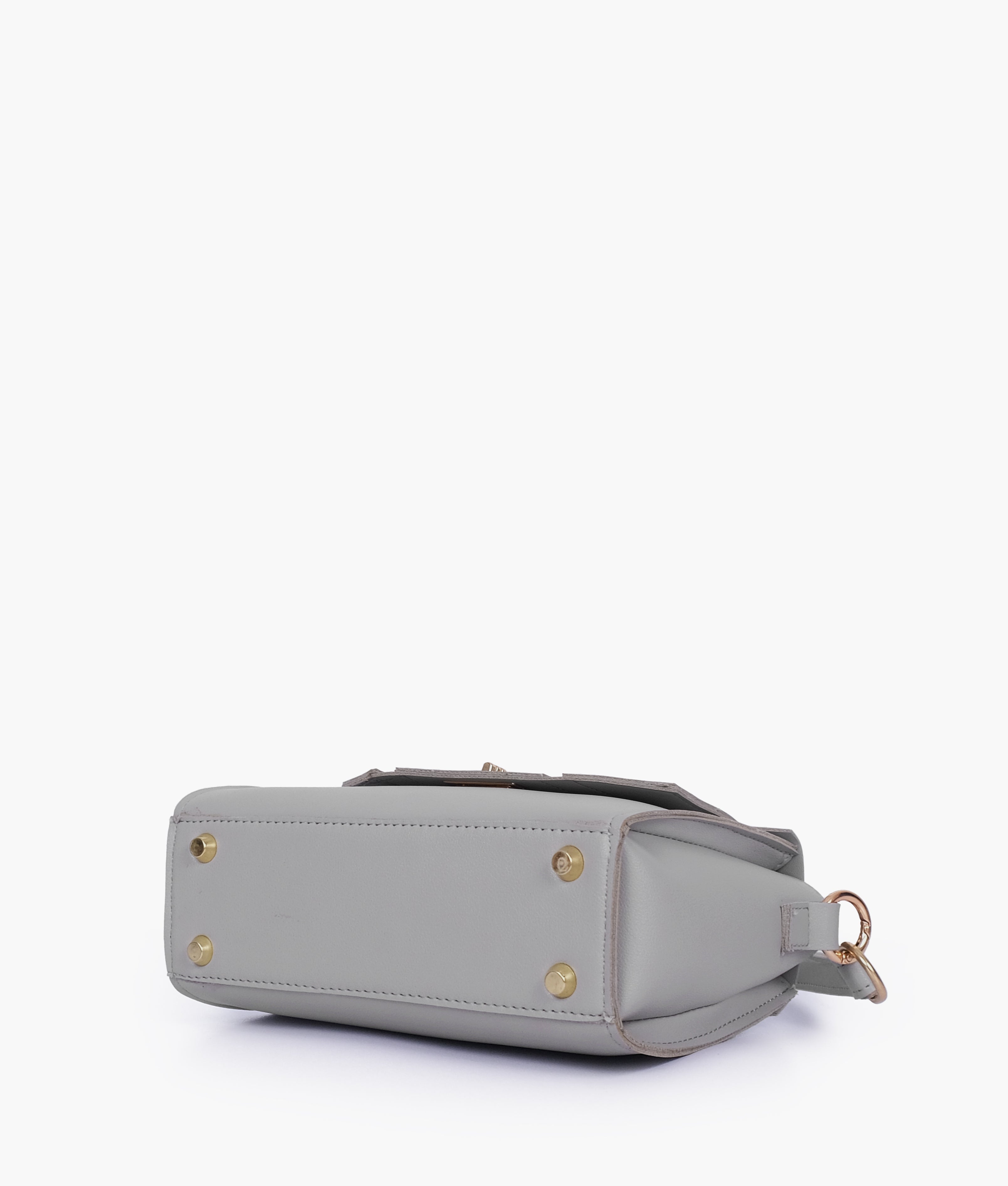 Grey compact top-handle cross-body bag