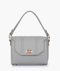 Grey compact top-handle cross-body bag