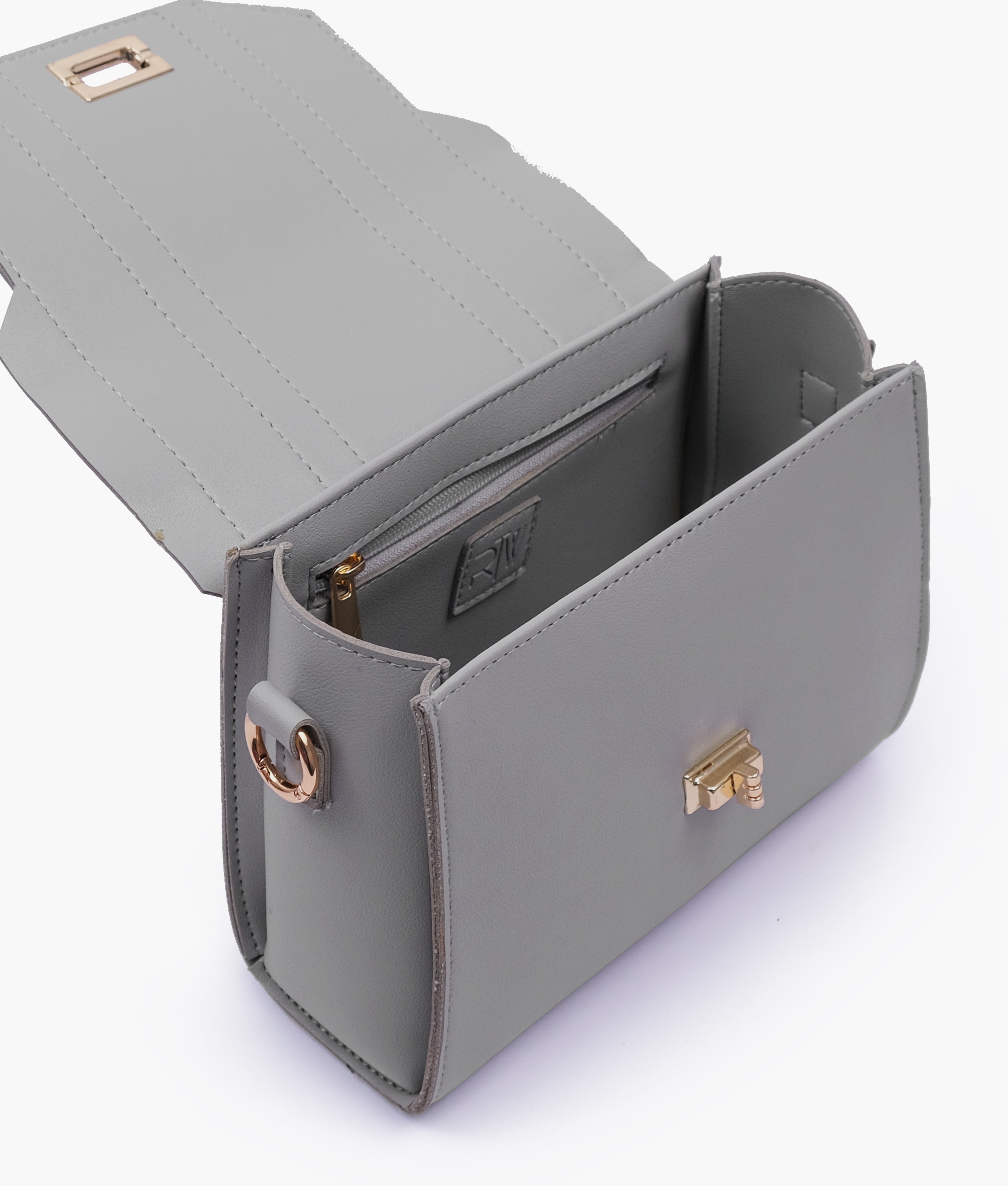 Grey compact top-handle cross-body bag