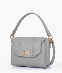 Grey compact top-handle cross-body bag