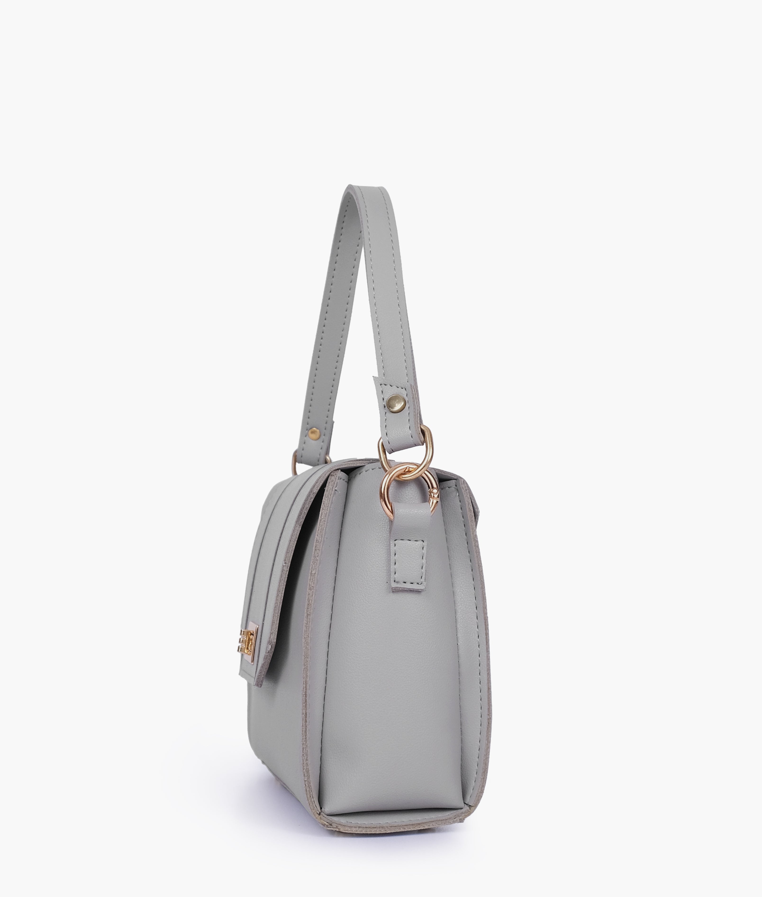 Grey compact top-handle cross-body bag