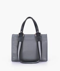 Grey dual-pocket mini tote bag