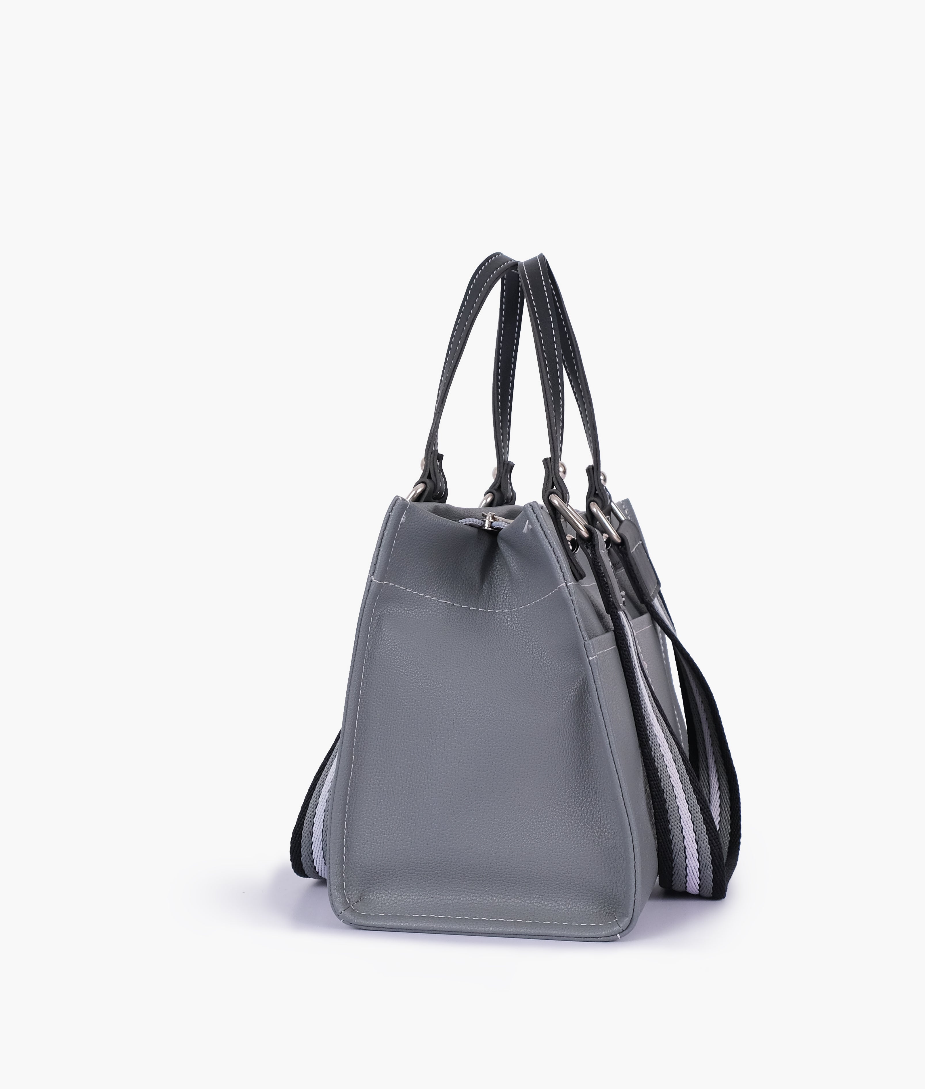Grey dual-pocket mini tote bag