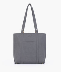 Grey mocha suede double-handle tote